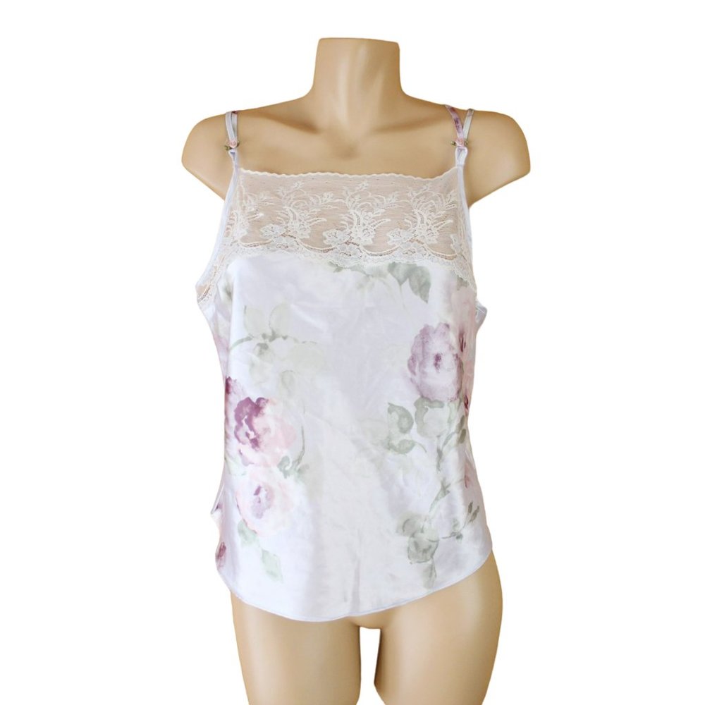 Vintage Camisole California Dynasty Straight Neck Double Strap Lace Medium CA101